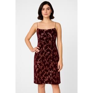 Vintage Oscar de la Renta Velvet Burnout Floral Slip dress chain straps M